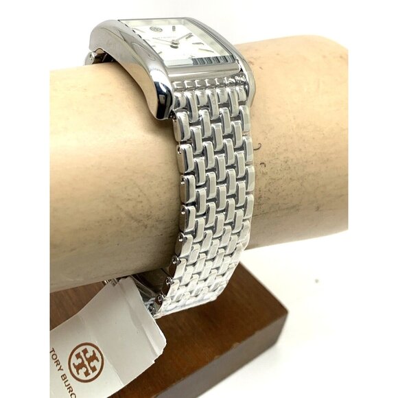 Tory Burch Women's Watch TBW1069 Eleanor Quartz Cream Dial Silver Steel Tank - Picture 12 of 14